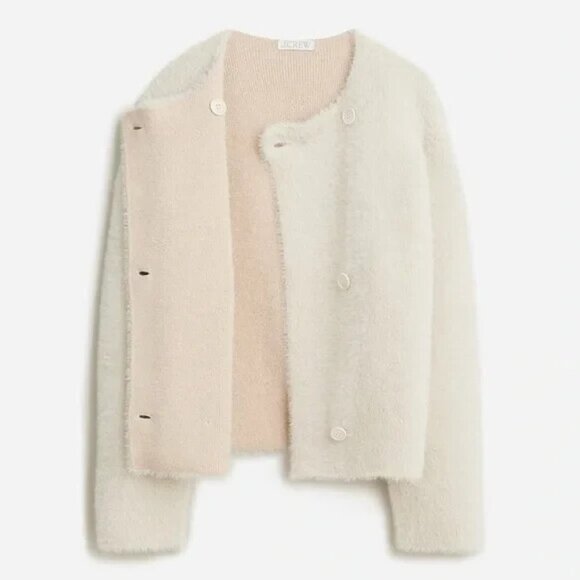 NWT J.Crew Collection Oversized Double-faced Wool-blend Jacket in Light Bone XS - Picture 8 of 11